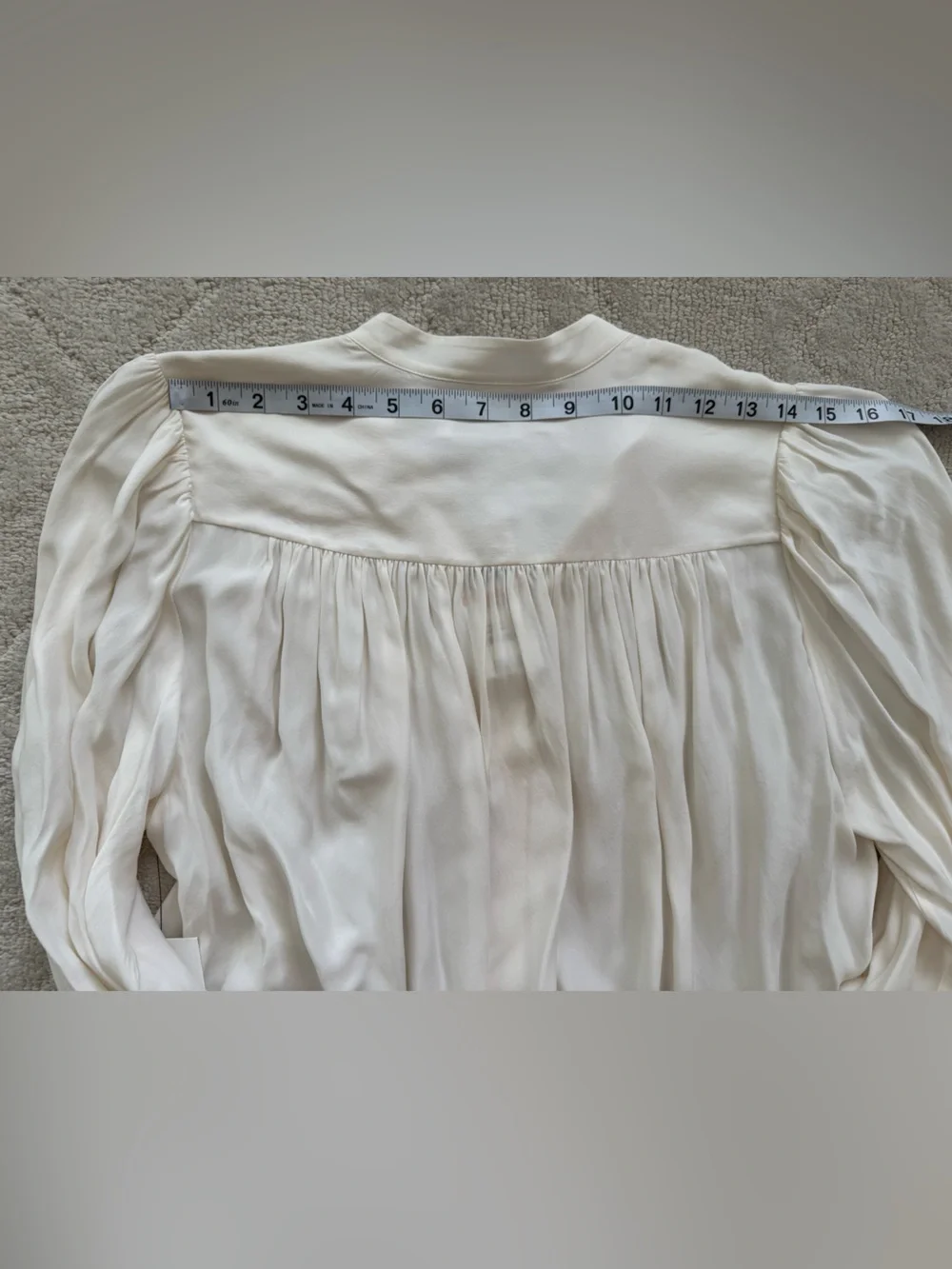 Frame Denim Ivory Pleated Band-Collar Button-Down Chloe Silk Blouse/ S/ NWT - Picture 13 of 14